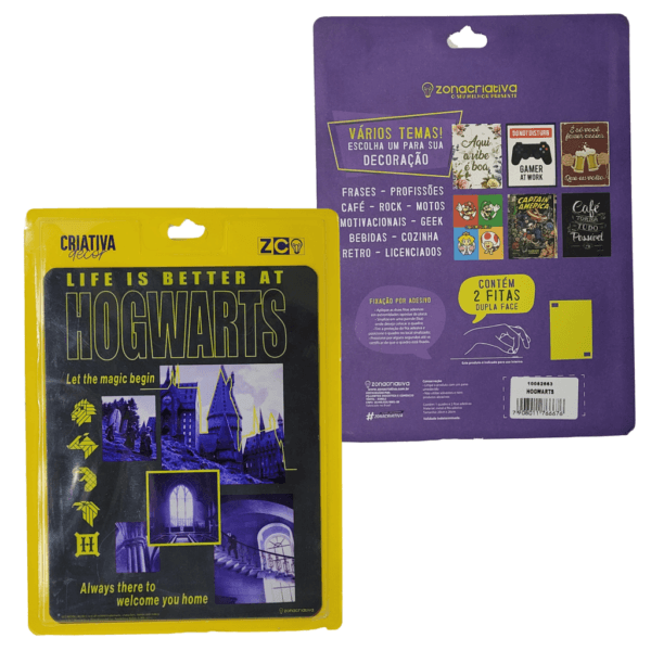 QUADRO METAL SLIM! Harry Potter / Hogwarts - 26X20CM
