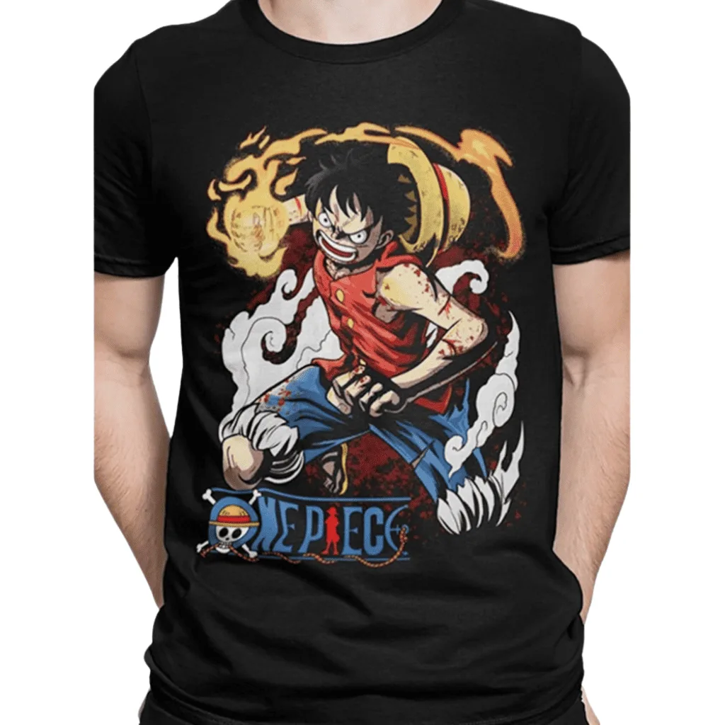 Camiseta! One Piece - Luffy Punho de Fogo - Hiken - Kings Geek