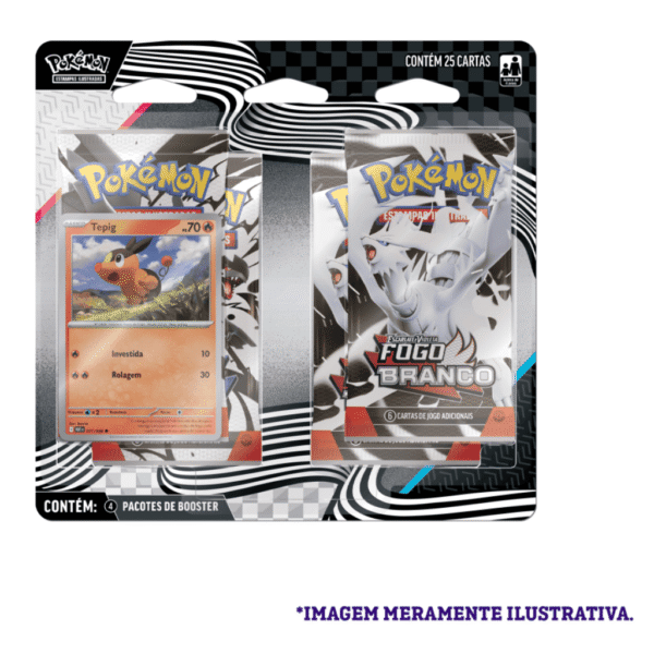Blister Quad Snivy Tepig ou Oshawott Raio Preto e Fogo Branco Pokémon - Imagem 2