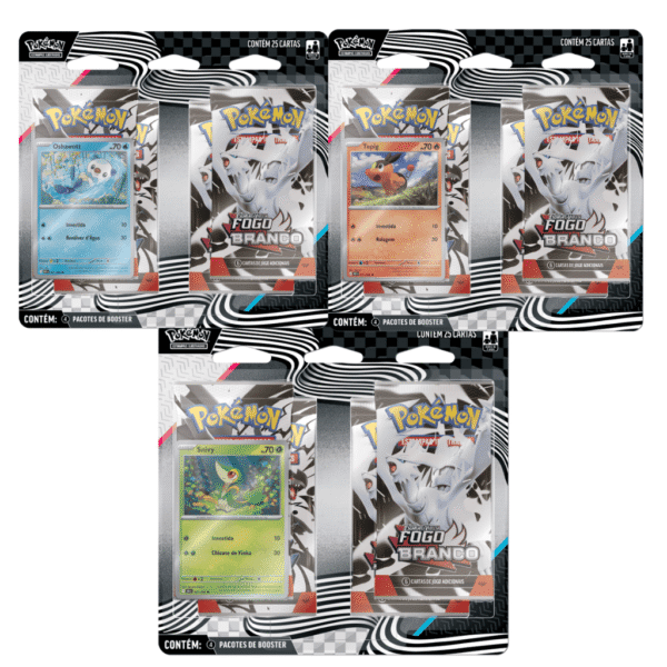 Blister Quad Snivy Tepig ou Oshawott Raio Preto e Fogo Branco Pokémon
