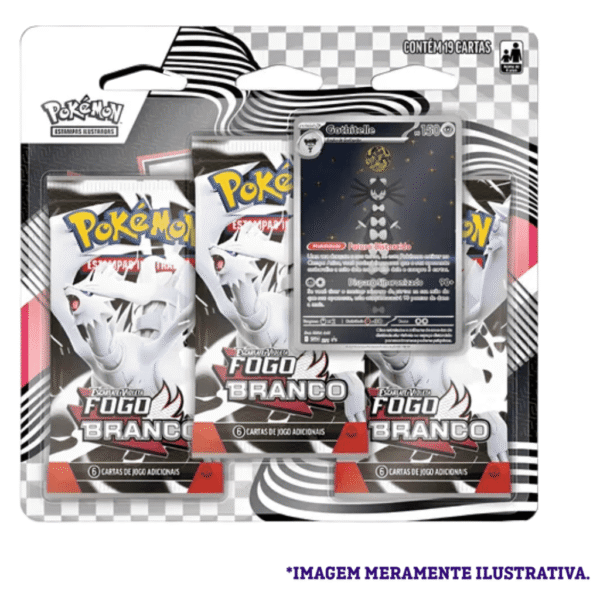 Blister Triplo Reuniclus ou Gothitelle Raio Preto e Fogo Branco Pokémon - Imagem 2